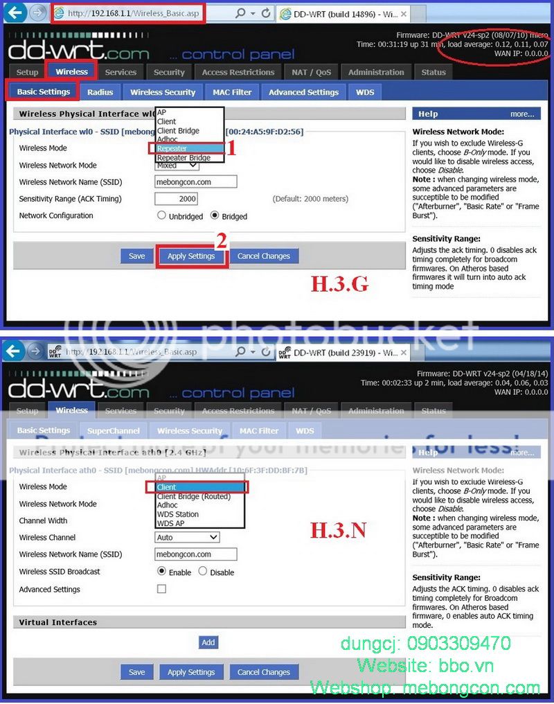 Hướng dẫn Thu và Phát Wifi (Repeater) bằng Router Wifi Buffalo up firmware mở DD-WRT - 2