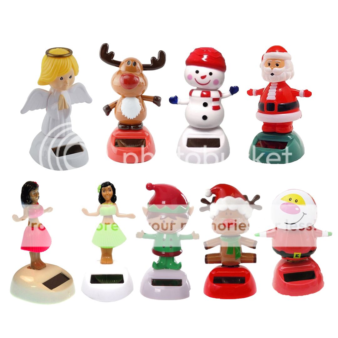 Set of 9 Solar Powered Bobble Head Dolls Dancing CHRISTMAS XMAS Toy